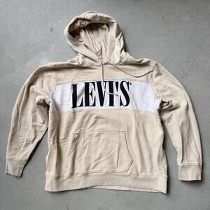 Vintage Levi's Hoodie Sweatshirt XXL Beige Cotton